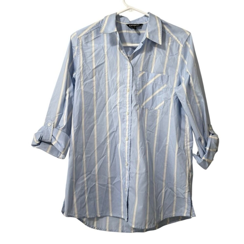 Express Striped Women Button Down Shirt Size Small Long Sleeve Professional City
